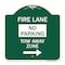 Signmission Fire Lane Tow-Away Zone W/ Right Arrow, Green & White Aluminum Sign, 18" x 18", GW-1818-23977 A-DES-GW-1818-23977 - alternate 1